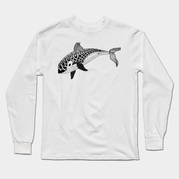 Whale pattern Long Sleeve T-Shirt by RizaniKun